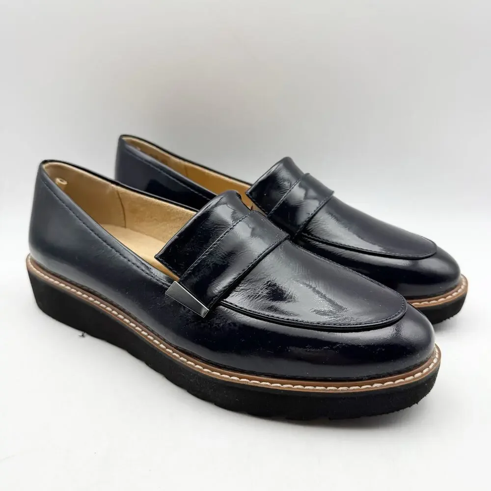 Naturalizer Womens Adiline Loafers US 9 Narrow EU 40 Blue Black Leather EUC